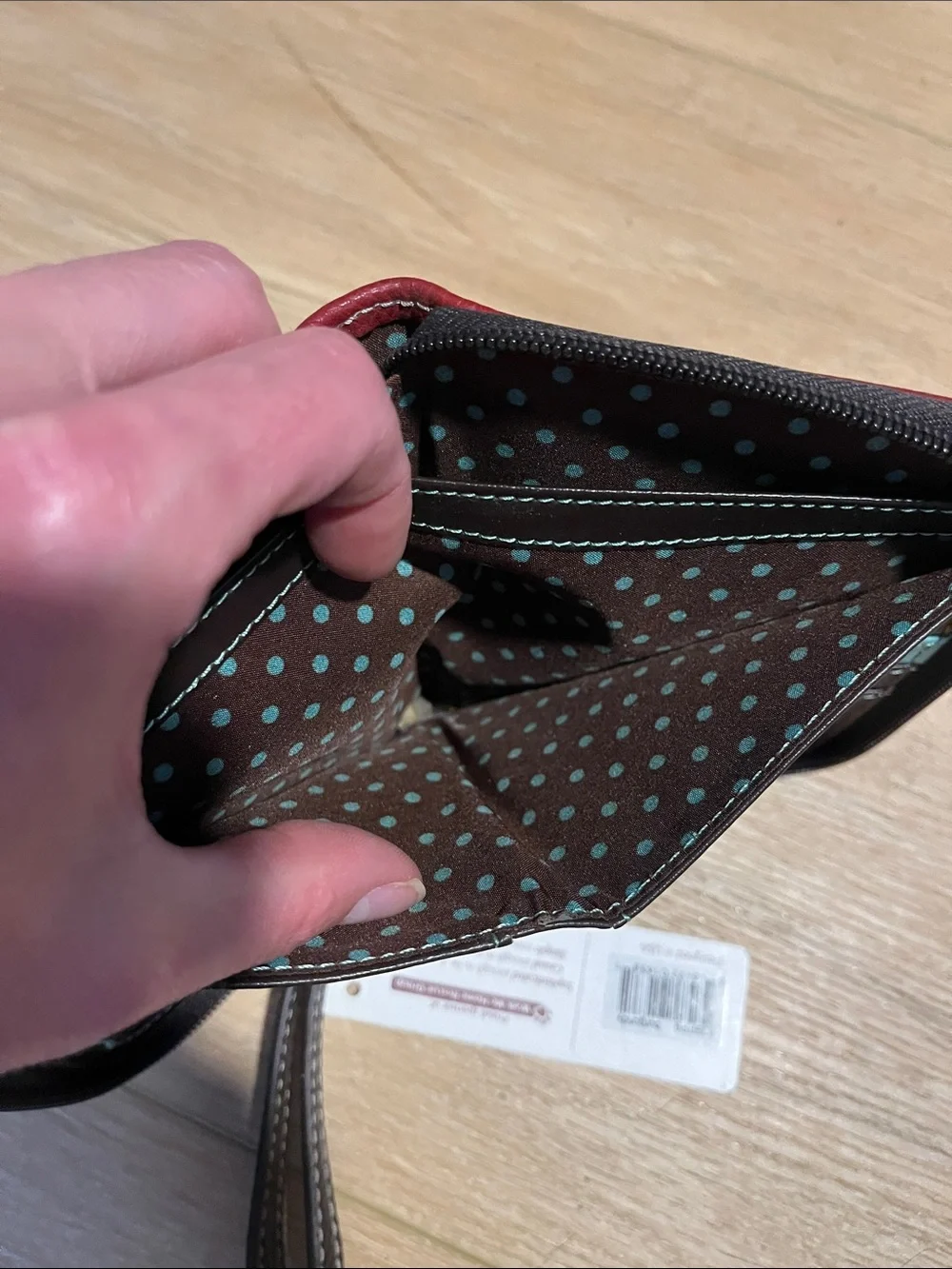 Chala Burgundy Wallet Wristlet with Teal and Black Paw Applique